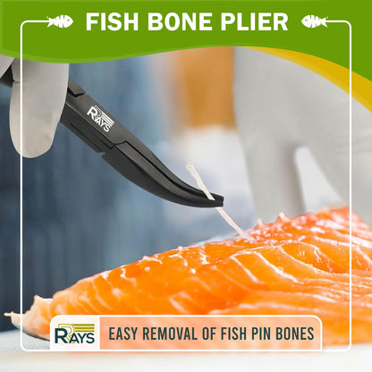 RRAYS Fish Bone Plier/Tweezer Stainless Steel - Deboning Tools for All Kinds of Fish, Small, Black