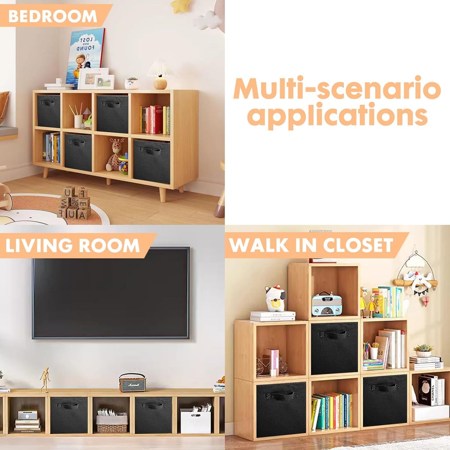 ShellKingdom Storage Bins, Foldable Fabric Storage Cubes And Cloth Organizer Drawer For Closet And Toys, 6 Pack (Lavender+Light Blue+Pink)