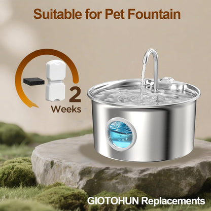 Cat Water Fountain Stainless Steel: Cat Fountain - 2.2L/74oz Water Fountain Indoor Cat - Pet Water Fountain - Quiet Automatic Cat Water Dispenser - Dog Drinking Fountain - GIOTOHUN