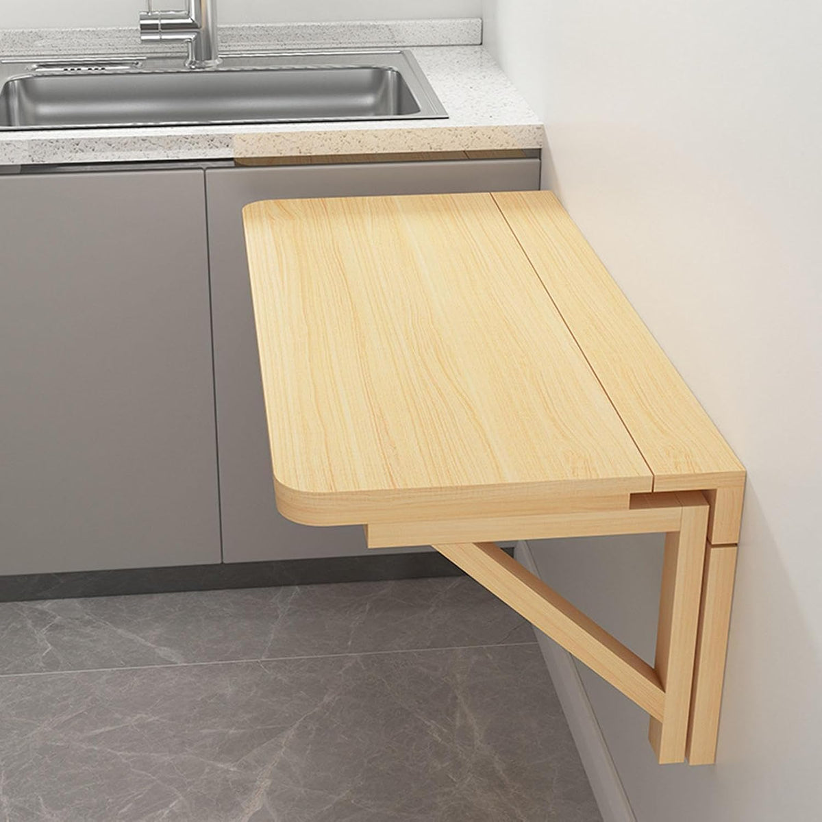 Wall Mounted Folding Wooden Table | Space-Saving Fold-Down Desk