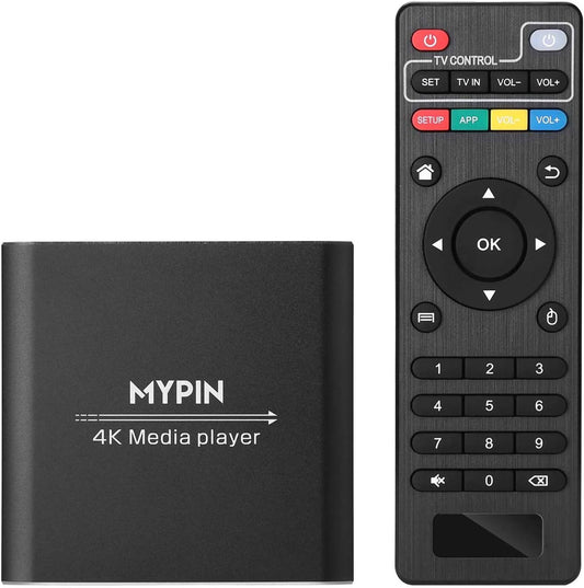 4K Media Player with Remote Control,Digital MP4 Player for 8TB HDD/USB Drive/TF Card/H.265 MP4 PPT MKV AVI Support HDMI/AV/Optical Out and USB Mouse/Keyboard-HDMI up to 7.1 Surround Sound… - PuriLite