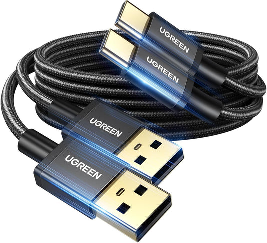 UGREEN USB to USB C Cable 2Pack, Type C Charging Cable, 3A Fast Charging Braided Cord Compatible with iPhone 16 15 Pro Max, Galaxy S24 S23 Note, Pixel 9 8 7, PS5 Controller, 3ft