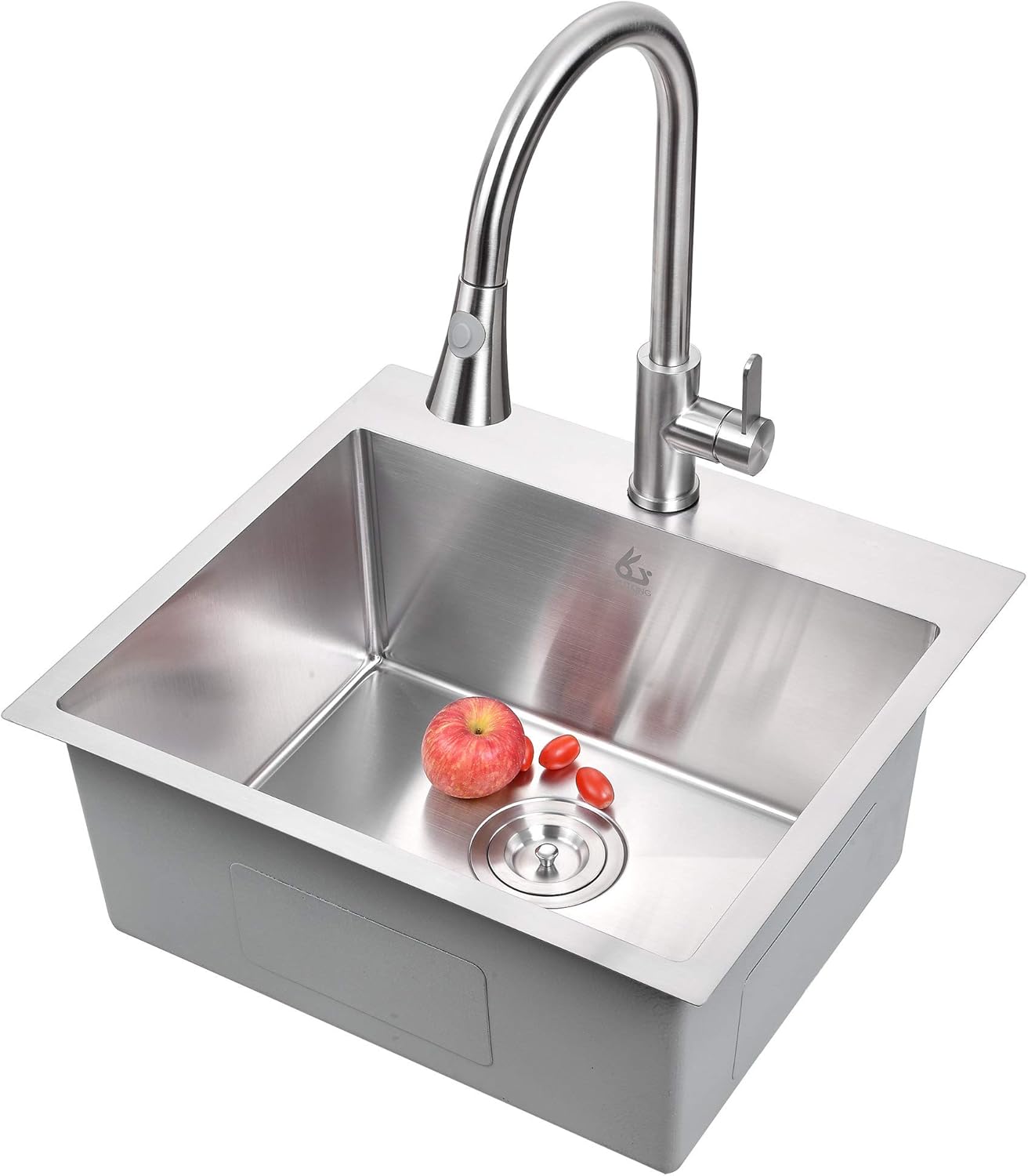 Yutong 16" x 20" Top-Mount/Drop in SS304 Stainless Steel Kitchen Black Sink Single Bowl Without Grid