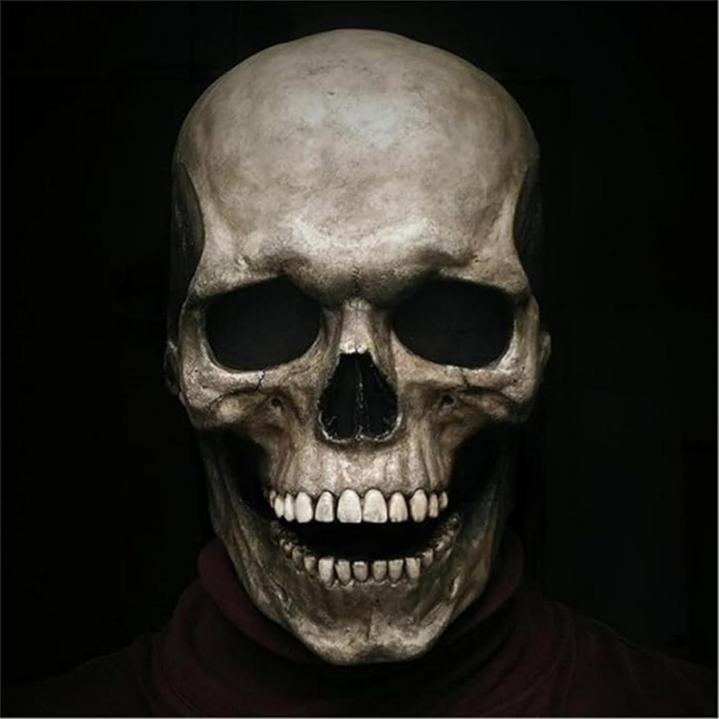 Skull Mask Moving Jaw,Realistic Halloween Mask for Men,Scary Skeleton Grim Reaper Mask,Halloween Creepy Adult Skull Face Mask