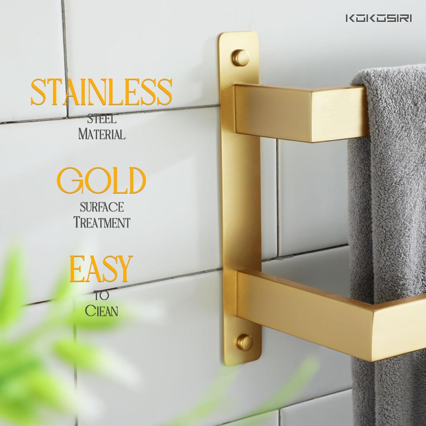 KOKOSIRI Towel Bars Black Bath Towel Holders 20 Inches Bathroom 2-Tiers Ladder Towel Rails Wall Mounted Towels Shelves Rack Stainless Steel, B5008BK-L20