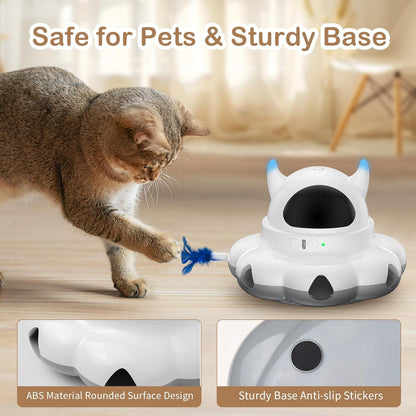 Cosicosy 2-in-1 Interactive Cat Toys for Indoor Cats, Automatic Cat Toy with 8 Holes Mice Whack A Mole Moving Feather, Smart Cat Toy (White)