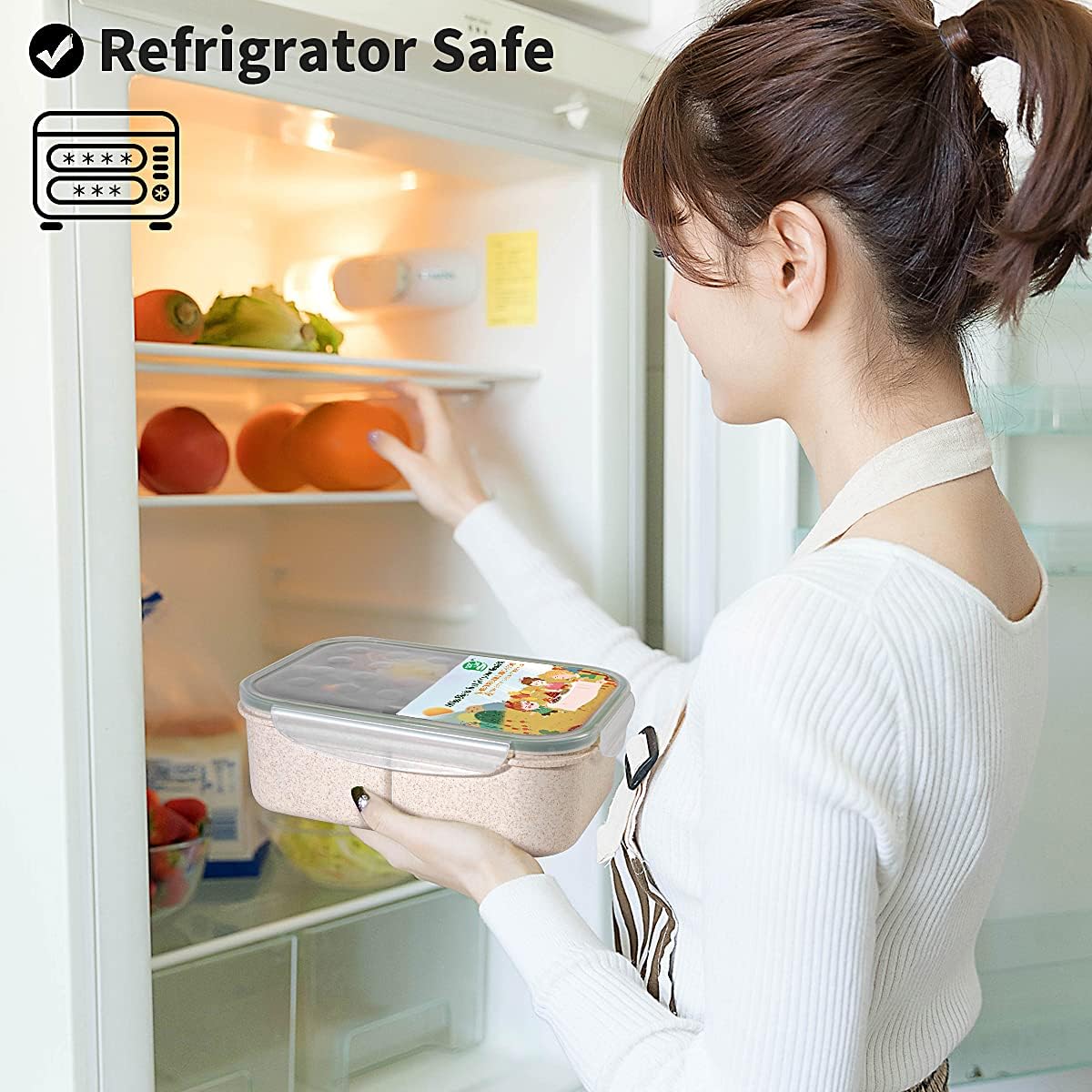 MISS BIG® Bento Box,Lunch Box Adult,Ideal Leak Proof Lunch Containers,Mom's Choice Lunch Box for Kids,No BPAs and No Chemical Dyes,Microwave and Dishwasher Safe Lunch Container (1900ml White)