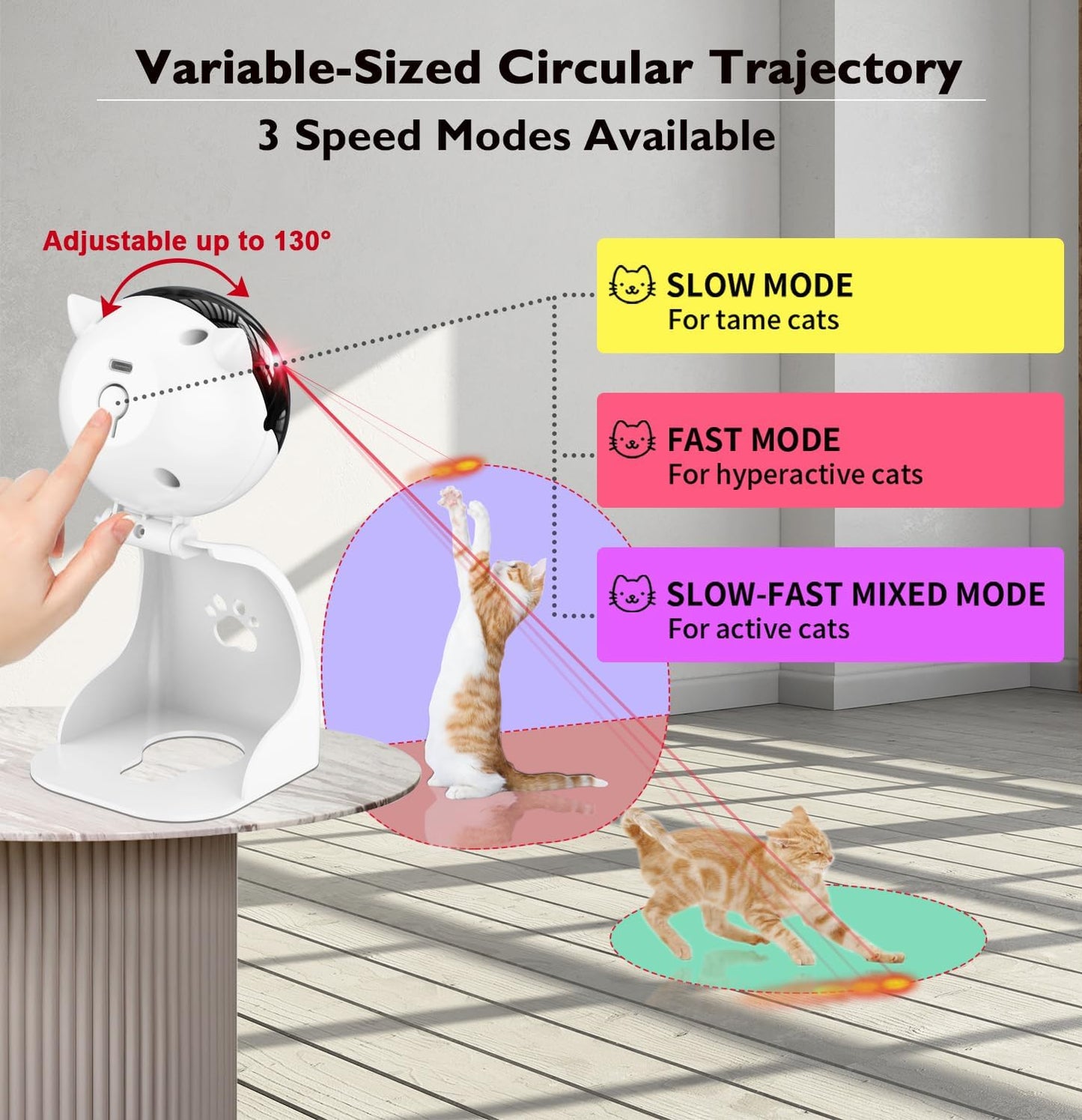 Petiepaw Interactive Laser Cat Toys for Indoor Cats,Cat Laser Toy Automatic for Bored Indoor Adult Cats/Kittens/Dogs,USB Rechargeable,3 Speed Modes