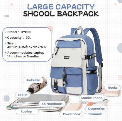 School Backpack for Women Men College High School Bags for Boys Girls Casual Daypack Laptop Backpack Waterproof Black Bookbag Travel Rucksack