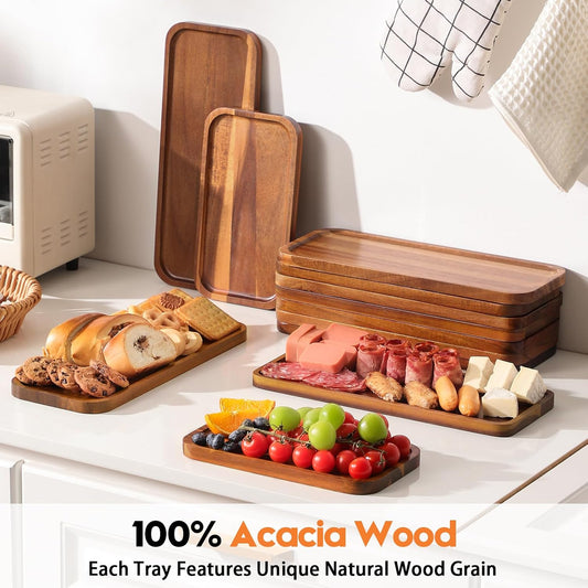 Small Wooden Trays and Platters, Charcuterie Boards, 6 Pack