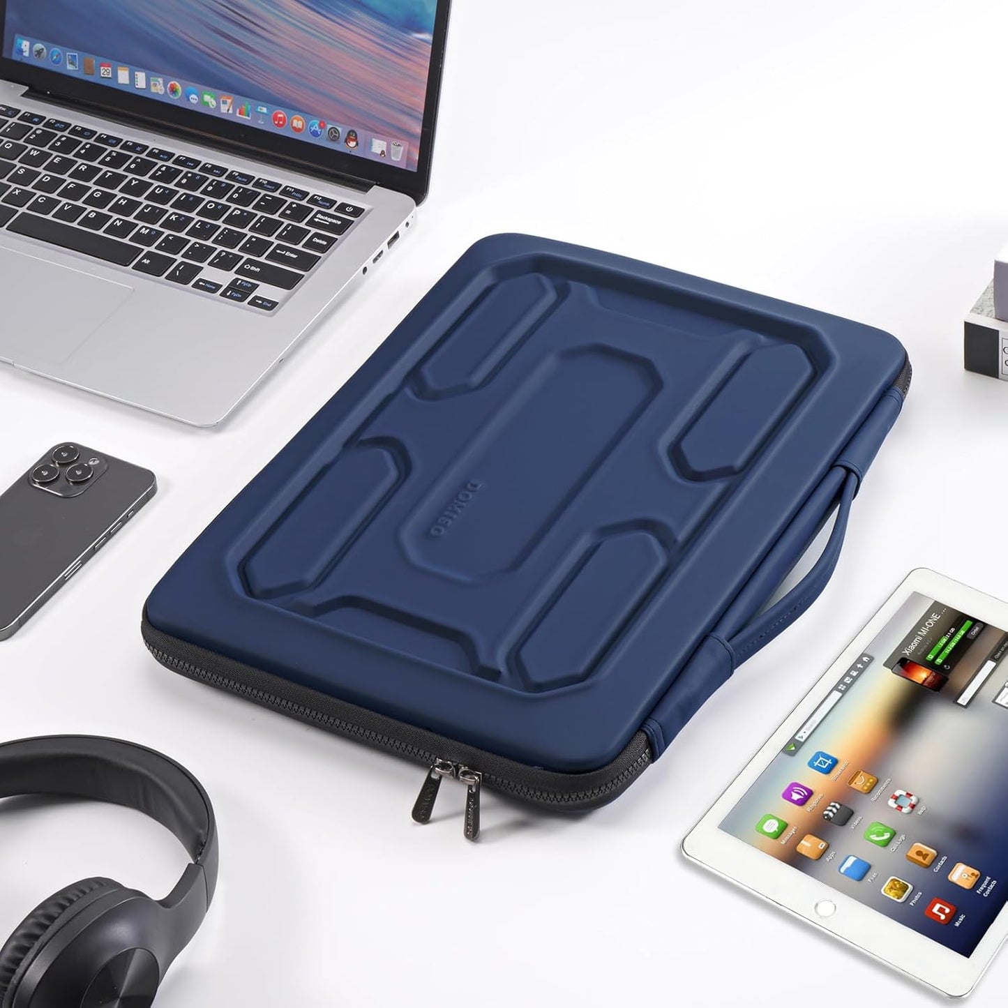 DOMISO 15.6 inch Laptop Sleeve with Handle Protective Shockproof Waterproof EVA Case for 15.6" Yoga 720 IdeaPad 310 320 ThinkPad T570/Legion 5 Gen 6/HP Envy 15/15.6" Notebooks, Dark Blue
