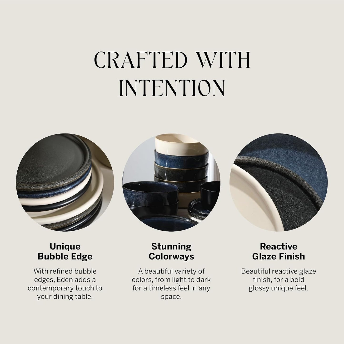 Stone Lain Eden 12-Piece Dinnerware Set Stoneware, Dark Blue