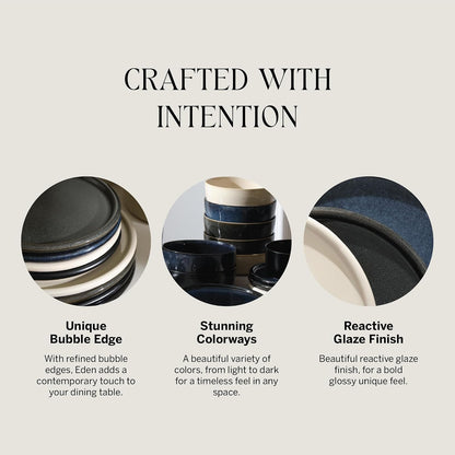 Stone Lain Eden 12-Piece Dinnerware Set Stoneware, Dark Blue