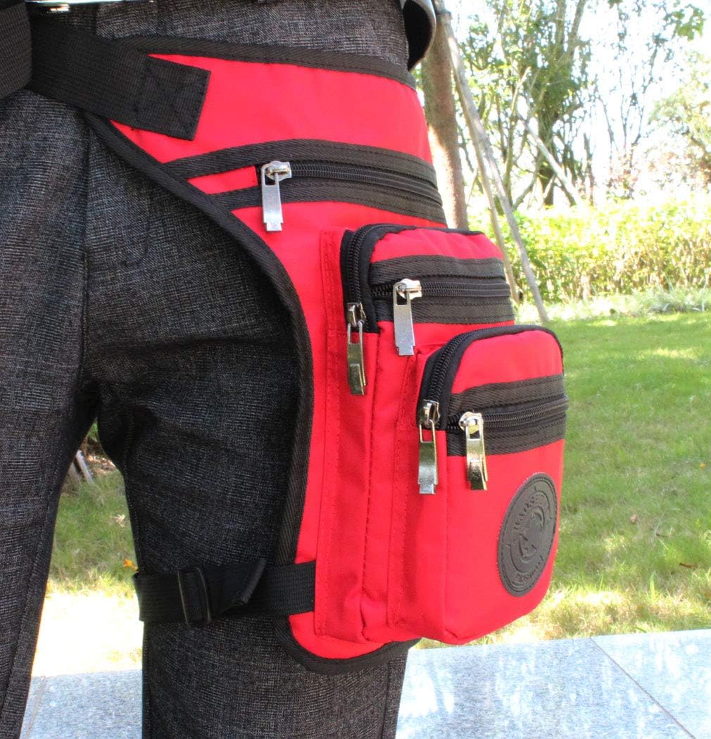 Motorcycle Drop Leg Bag Nylon Waist Pack for Men Women Travel Hiking Tactical Cycling Bike Ride Riding Crossbody Shoulder Fanny Pouch