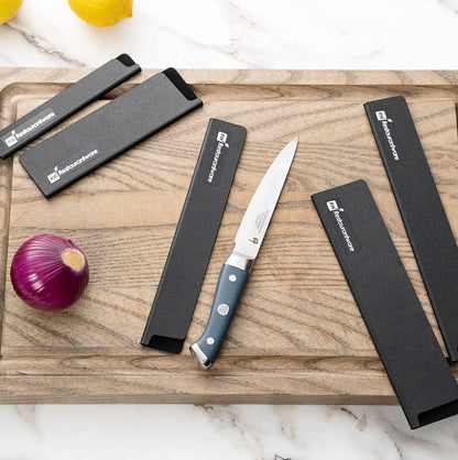 Sensei 8.5 x 1.4 Inch Knife Sleeve, 1 Knife Protector - Fits Fillet Knife, Felt Lining, Black Plastic Knife Blade Guard, Durable, Cut-Proof - Restaurantware