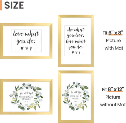 upsimples 11x14 Picture Frame, Display Pictures 8x10 with Mat or 11x14 Without Mat, Wall Hanging Photo Frames, Black