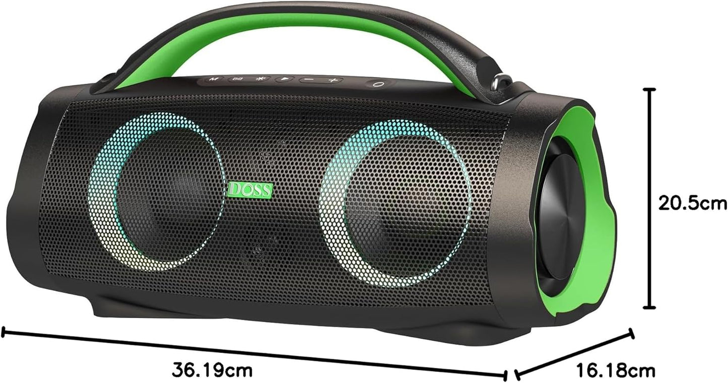 DOSS Extreme Boom Pro Bluetooth Speaker with 100W Stereo Sound, Rich Bass, 20H Playtime, Mixed Color Light, IPX6 Waterproof Haut parleur for Camping, Beach, Outdoor-Orange