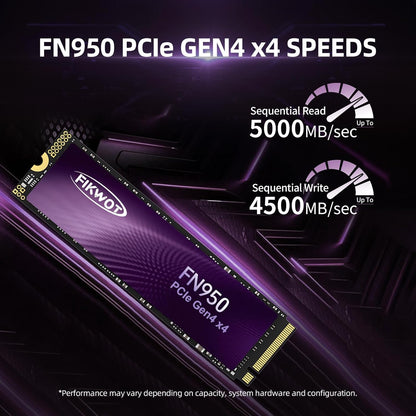 Fikwot FN970 2TB M.2 2280 PCIe Gen4 x4 NVMe 1.4 Internal Solid State Drive with Heatsink - Speeds up to 7,400MB/s, Configure DRAM Cache, Compatible PS5 Internal SSD