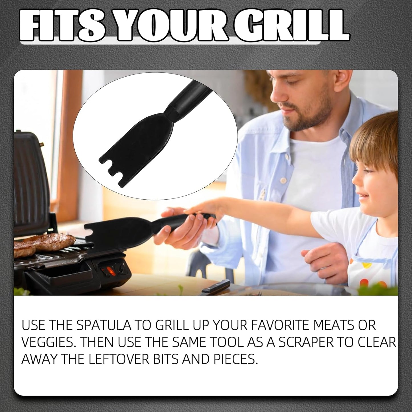 TonGass Grill Scraper for George Foreman Indoor Grills & Most Other Indoor Grills with Grooves, Heat-Resistant Grill Spatula