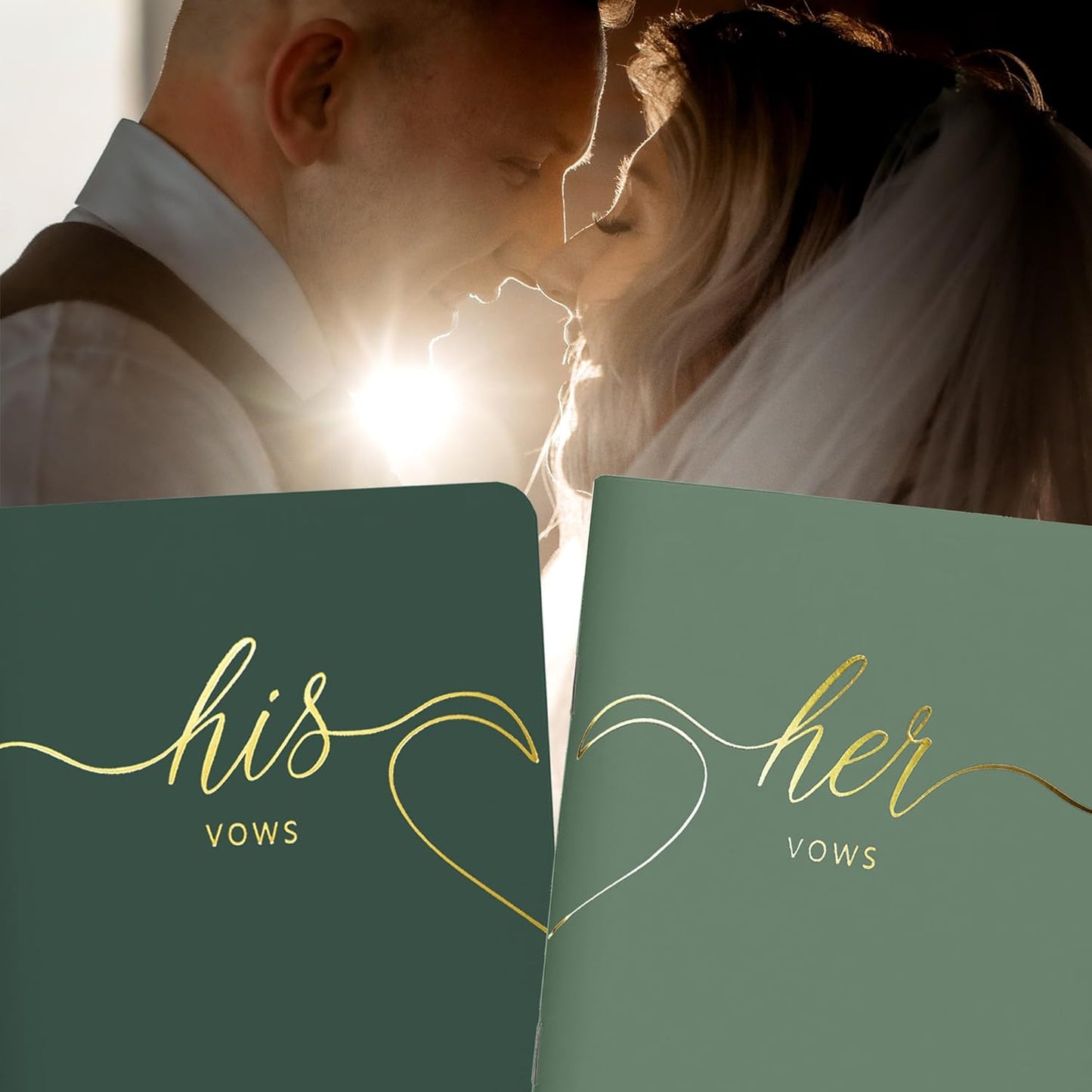 LSSH GmbH Vow Books - His and Hers Wedding Essentials, 28 Pages, 5.5" X 4" (Dark Green & Sage)