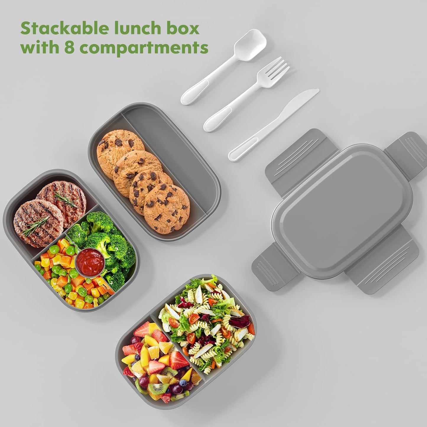 Bento Box Adult - 3 Layers Stackable Lunch Containers for Adults & Kids, 72oz Large Salad Containers for Lunch with Utensil Sauce Dressing Containers for Dining Out,Work,Pink