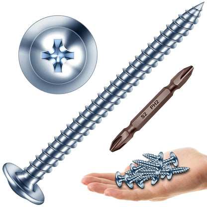 150Pcs #8 × 2" Black Screws for Wood, Phillips Truss Head Wood Screws, Quick Metal Self Tapping, Zinc Plated Steel, Truss Head Screws by Mywish