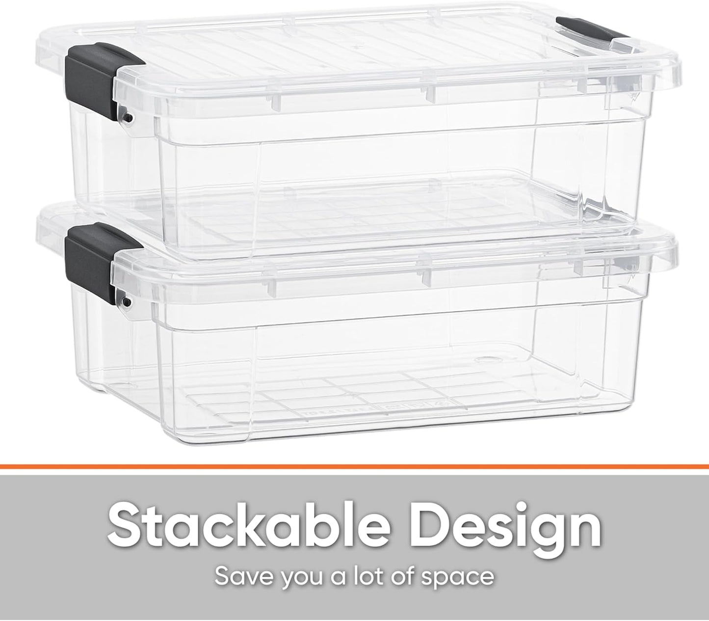 Superio Storage Bins with Lids- 3 Pack, 1.85 Qt Clear Boxes for Organizing, Stackable Plastic Containers- BPA Free, Non-Toxic, Odor Free, Organizer for Home, Office, Dorm