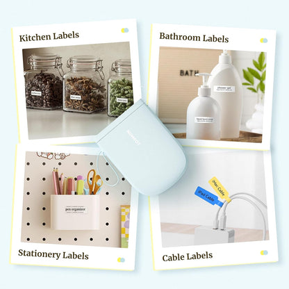 NIIMBOT D110 Mini Label Maker Machine with Tape(Pre-Cut Size 12x40mm), Portable Bluetooth Sticker Printer, Inkless Automatic Feeding One-Touch Custom Printing, Compatible with Phone Only