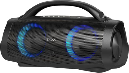 DOSS Extreme Boom Pro Bluetooth Speaker with 100W Stereo Sound, Rich Bass, 20H Playtime, Mixed Color Light, IPX6 Waterproof Haut parleur for Camping, Beach, Outdoor-Orange