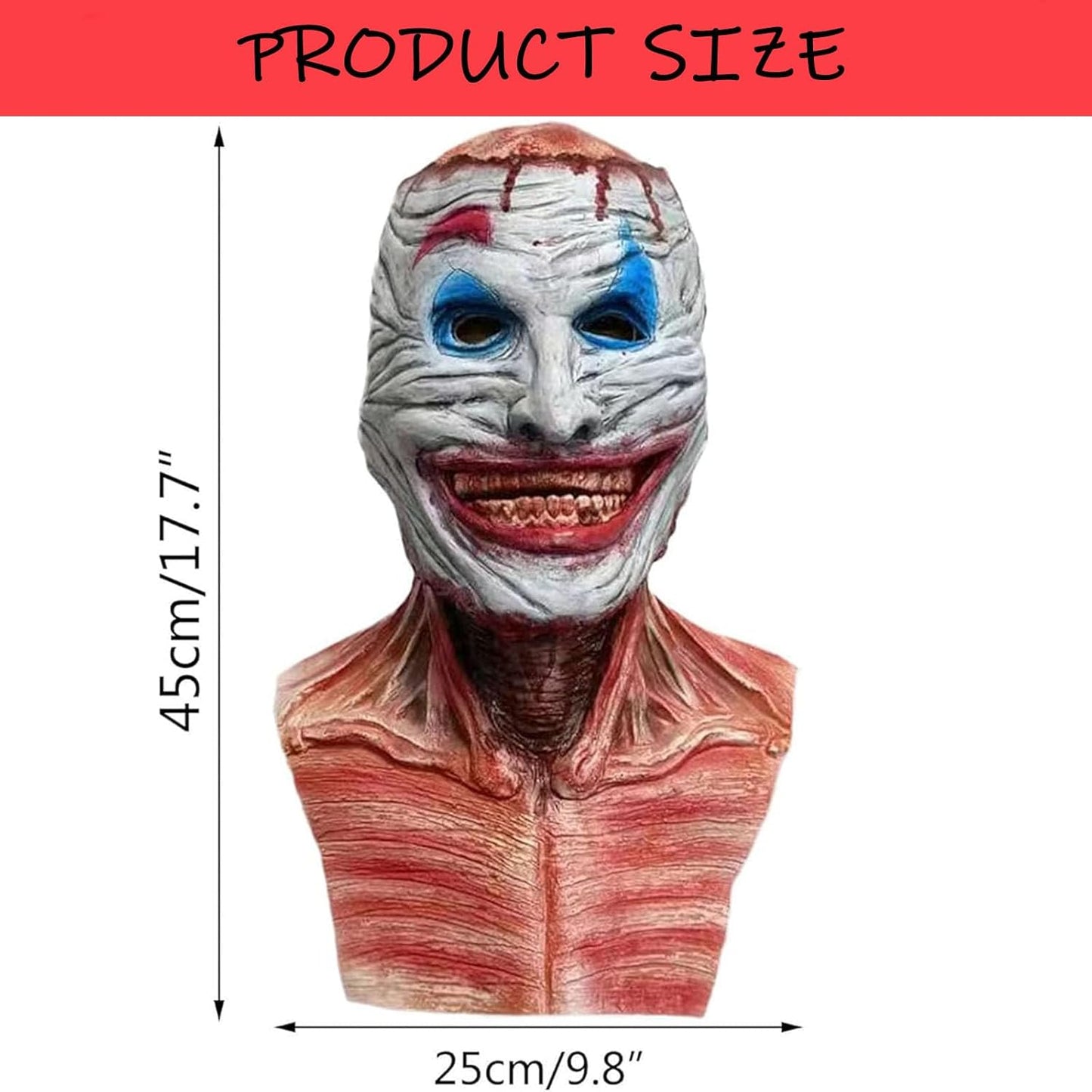 Scary Halloween Mask,Joker Double Mask,Halloween Full Head Skull Mask Moving Jaw,Latex Mask for Cosplay Party Costume