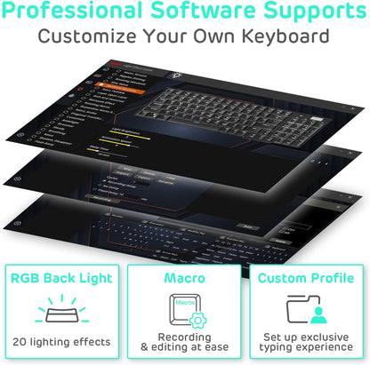 RK ROYAL KLUDGE RK96 RGB Limited Ed, 90% 96 Keys Wireless Triple Mode Bluetooth 5.0/2.4G/USB-C Hot Swappable Mechanical Keyboard w/Software Support & Massive Battery, RK Yellow Switch, Forest Blue