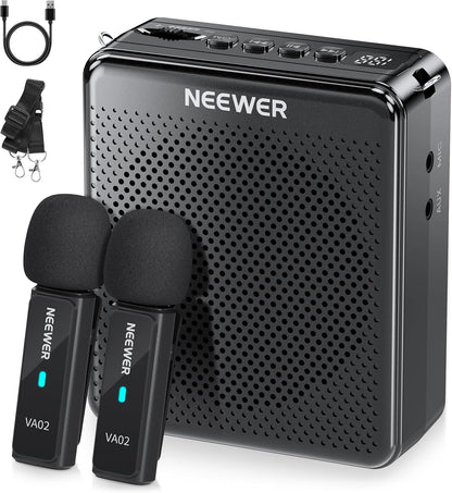 NEEWER VA01 Voice Amplifier with Wired Headset Microphone, Speaker, Shoulder Strap, AUX Output, USB C Rechargeable Portable Sound Amplifier with Mic 14Hrs Battery for Teachers, Trainers, Tour Guides
