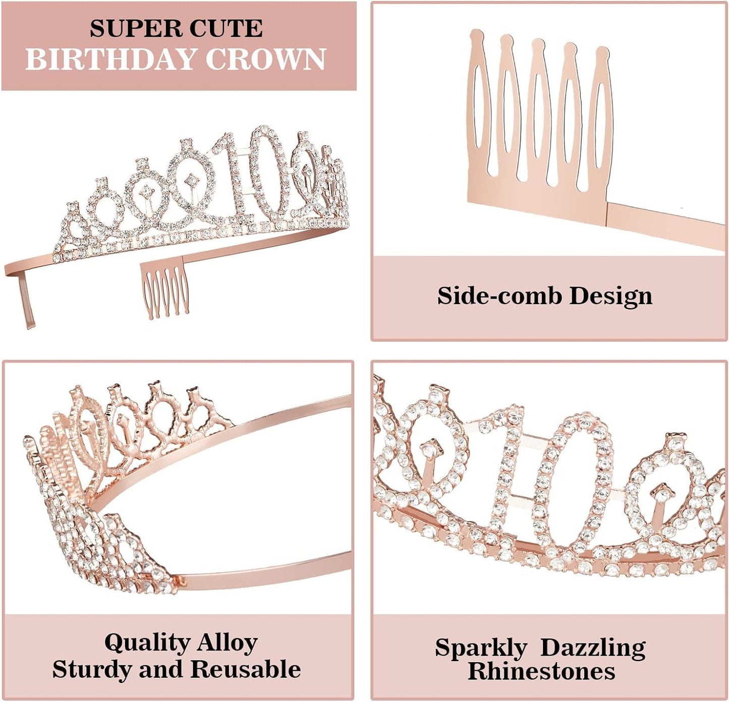 65th Birthday Decorations for Women, Including 65th Birthday Sash and Crown, Cake Topper and Candles, Number Balloons Rose Gold, 65 Year Old Gifts for Women