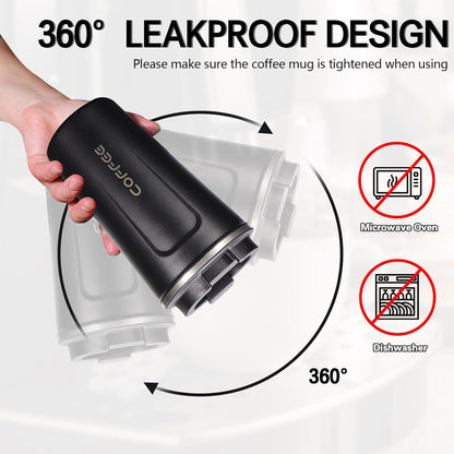 18oz Mug with Ceramic Coating Inside, Insulated Coffee Mug with Lid, Leak Proof Coffee Travel Mug, Travel Coffee Mug Fits in Car Cup Holder