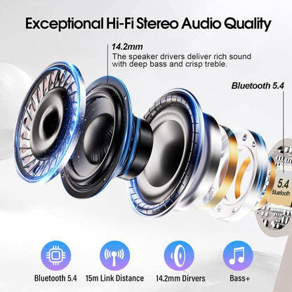 Wireless Earbuds, Bluetooth 5.4 Ear Buds with Multifunctional Touch Screen, 48H HiFi Stereo Headphones, ANC/ENC Noise Cancelling Mic, IPX7 Bluetooth Earbuds with 5 EQ Modes, in Ear Earphones, Black