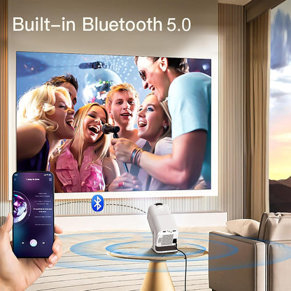 Mini Projector with WiFi and Bluetooth Built-in Android 11, 1080P 4K Support Portable Projector LYNCAST 180°Rotatable Upgrade HY300pro+ Projector for Home,Outdoor Use OptiBarrel 005