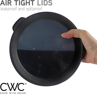 COOK WITH COLOR Mixing Bowls with TPR Lids - 12 Piece Plastic Nesting Bowls Set Includes 6 Prep Bowls and 6 Lids, Microwave Safe Mixing Bowl Set (Mint)