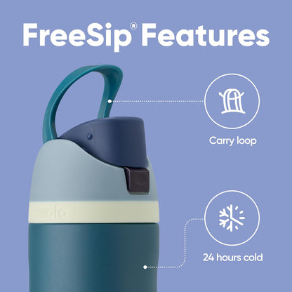 Owala Kids FreeSip Insulated Stainless Steel Water Bottle with Straw, BPA-Free Sports Water Bottle, Great for Travel, 16 oz, Celestial Sphere