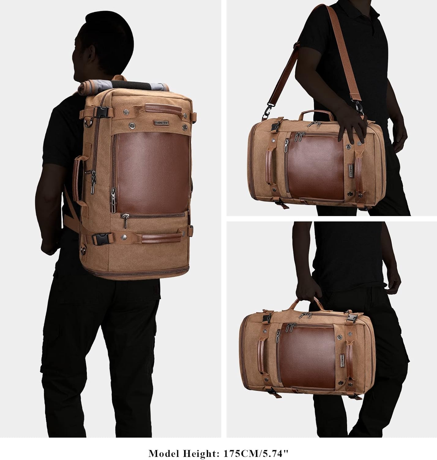 WITZMAN Travel Backpack for Men Women Carry on Luggage Backpack Canvas Rucksack Duffel bag with Shoe Compartment