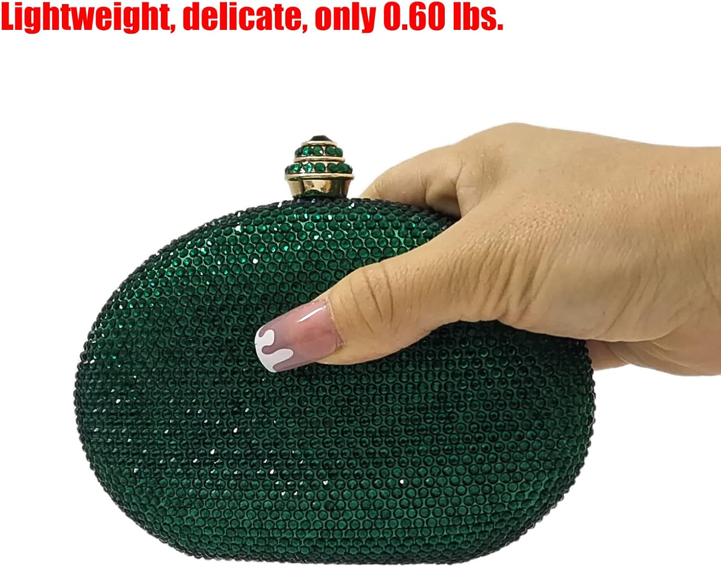 HUANG ZHUANG Egg Shape Crystal Clutch Purse Rhinestone Evening Bag for Women Party Wedding Cute Handbag