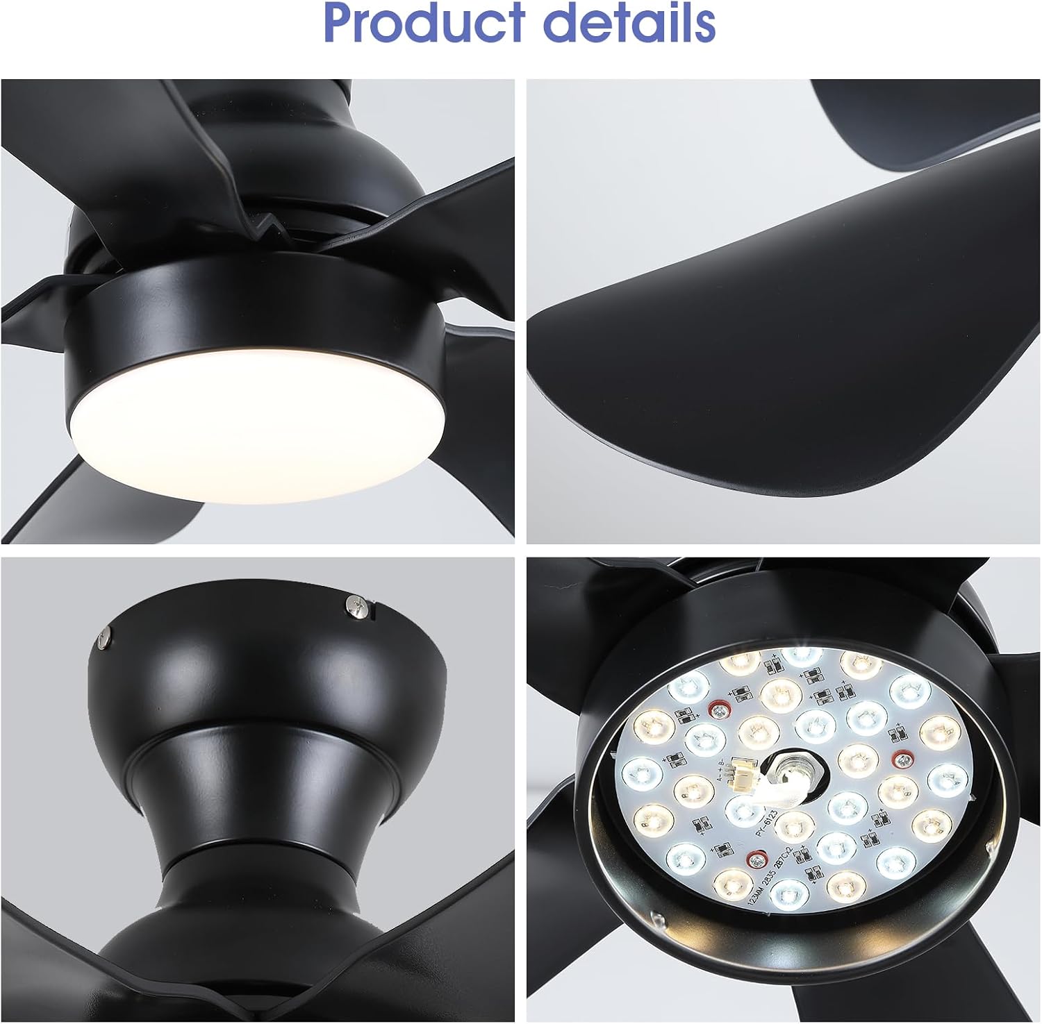 Modern Ceiling Fans with Lights Remote/APP Control, 29" Flush Mount Ceiling Fans with 3 CCT Dimmable Lights, Low Profile Ceiling Fans with 5 Propeller Blades LED Lights for Kids Room Bedroom, Brown - PuriLite
