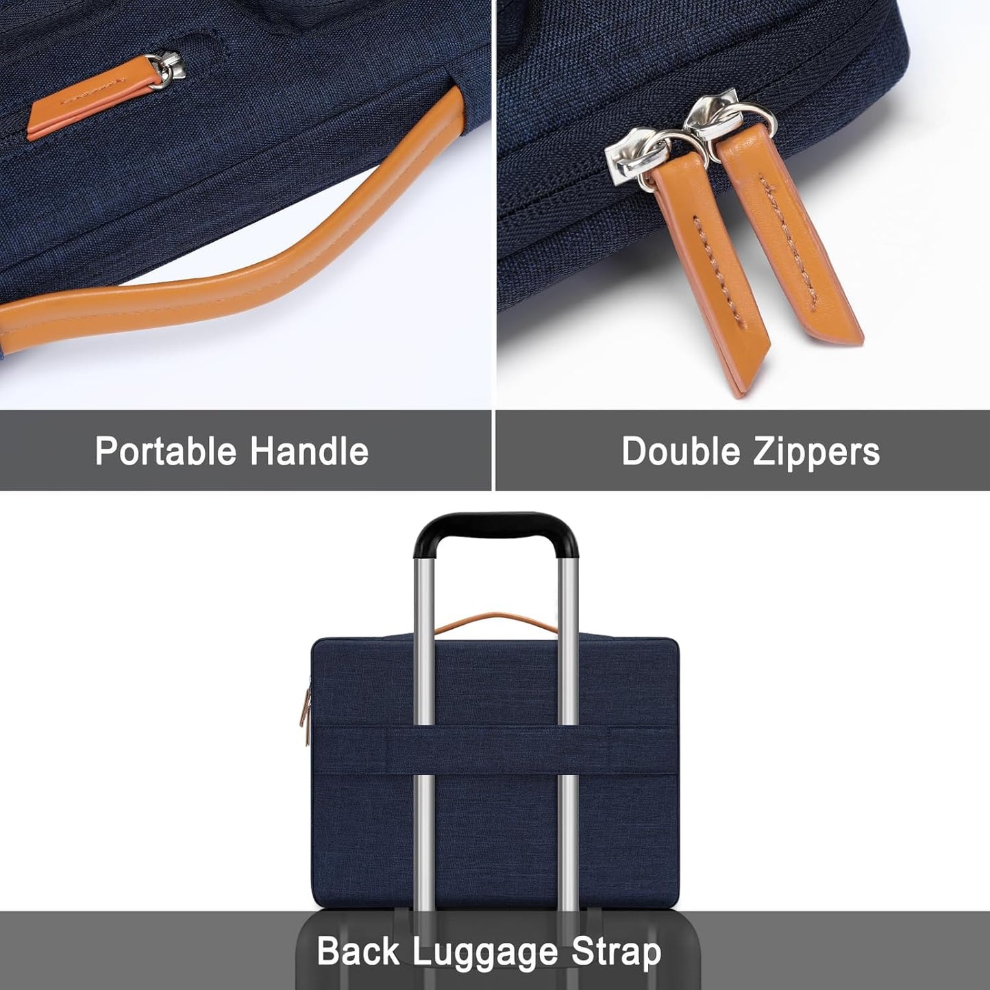 MOSISO 360 Protective Laptop Sleeve Compatible with MacBook Air/Pro, 13-13.3 inch Notebook, Compatible with MacBook Pro 14 inch M3 M2 M1, Side Open Bag with 4 Zipper Pockets&Handle, Black - PuriLite
