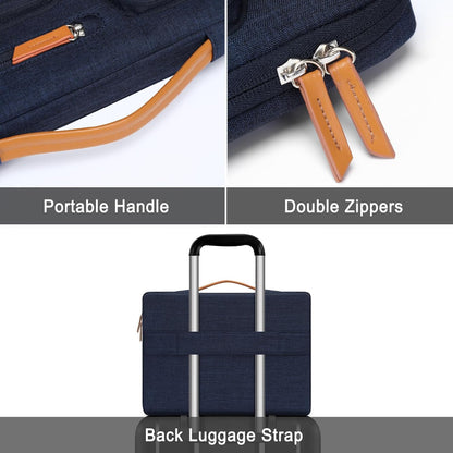 MOSISO 360 Protective Laptop Sleeve Compatible with MacBook Air/Pro, 13-13.3 inch Notebook, Compatible with MacBook Pro 14 inch M3 M2 M1, Side Open Bag with 4 Zipper Pockets&Handle, Black - PuriLite