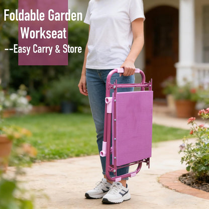 Folding Garden Stool and Kneeler, Heavy Duty Garden Kneeler and Seat, Kneeling Device for Gardening, Gardeners and Seniors (Purple)