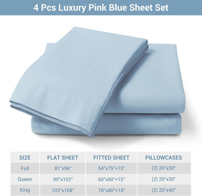 Viviland Floral Queen Sheet Set - 4 Piece Vintage Pink & Yellow Flower Patterned Bed Sheets - Soft, Breathable Microfiber Sheets with Deep Pocket, Non-Slip Fitted Sheets & Pillowcases