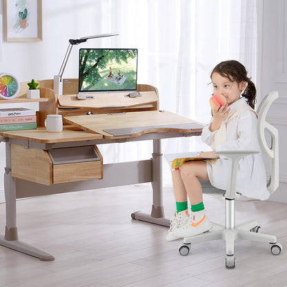 Costzon Kids Desk Chair, Children Study Computer Chair with Adjustable Height, Lumbar Support, Smooth Casters, Swivel Mesh Seat, Ergonomic Kids Task Chair for 4-12, Home, School, Office (Grey)