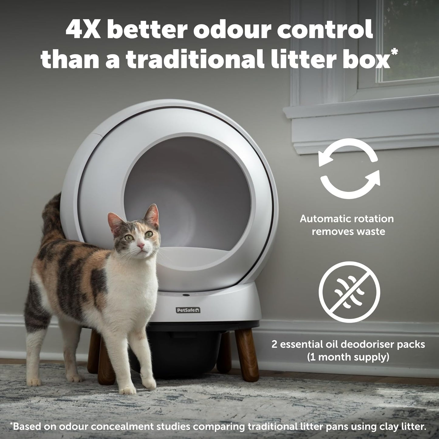 PetSafe ScoopFree SmartSpin Automatic Self-Cleaning Cat Litter Box – Advanced Odor Control – App Controlled with Health Monitoring – Works with Any Litter – Up to 2 Weeks of Hands-Free Cleaning