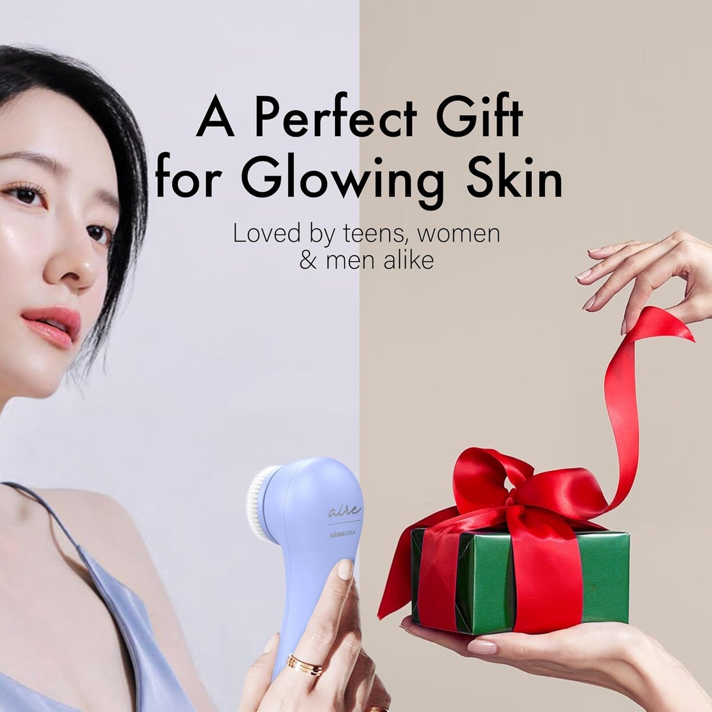 NågraCoola Face Scrubber Exfoliator, Rotating Facial Cleansing Brush for Men & Women, Rechargeable Waterproof, Electric Spin Face Scrub Brush with 2 Heads for Gentle Exfoliating & Deep Cleansing