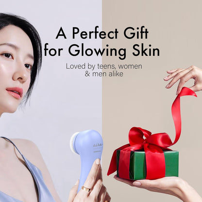 NågraCoola Face Scrubber Exfoliator, Rotating Facial Cleansing Brush for Men & Women, Rechargeable Waterproof, Electric Spin Face Scrub Brush with 2 Heads for Gentle Exfoliating & Deep Cleansing