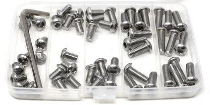 iexcell 50 Pcs M6 x 20mm Thread Pitch 1 mm Stainless Steel 304 Hex Socket Button Head Cap Screws Bolts Kit